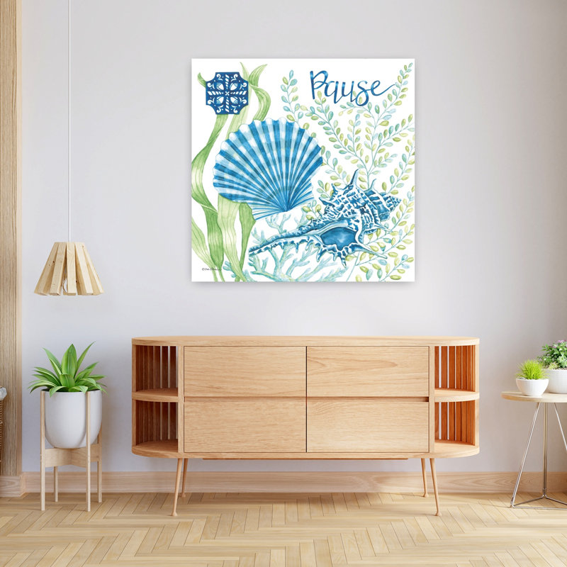 Bord de mer, pause, contemporain, plage, océan, art, H 36 po x l 36 po