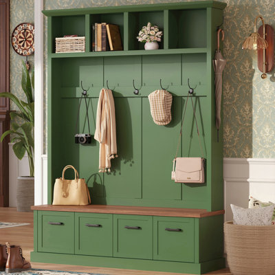 Hall Tree 55'' Wide with Bench and Shoe Storage