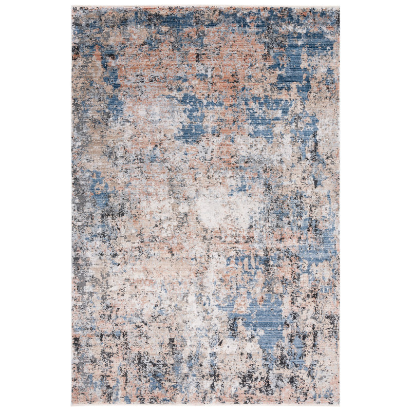 Tapis bleu / rouille, Rectangle 9 pi 8 po x 13 pi
