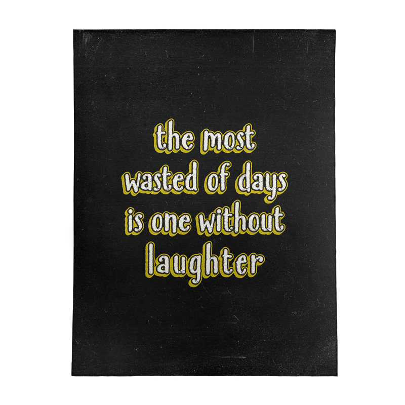 Tapis en chenille de polyester de style tableau noir Quotes Laughter, Rectangle 5 pi x 7 pi