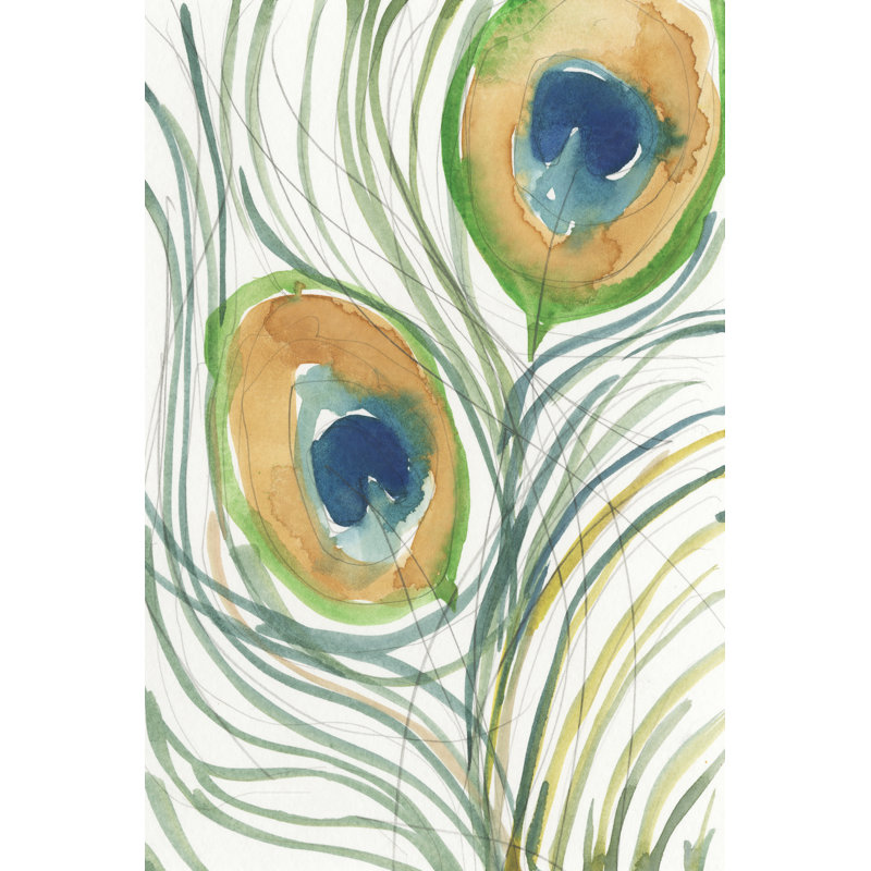 «Peacock Abstract I» par Samuel Dixon - peinture sur toile tendue, H 48 po x l 32 po