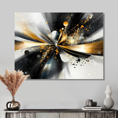 Fractal Waves Of Dark Golden Fusion III - Abstract Metal Wall Decor, Fractal Metal Print
