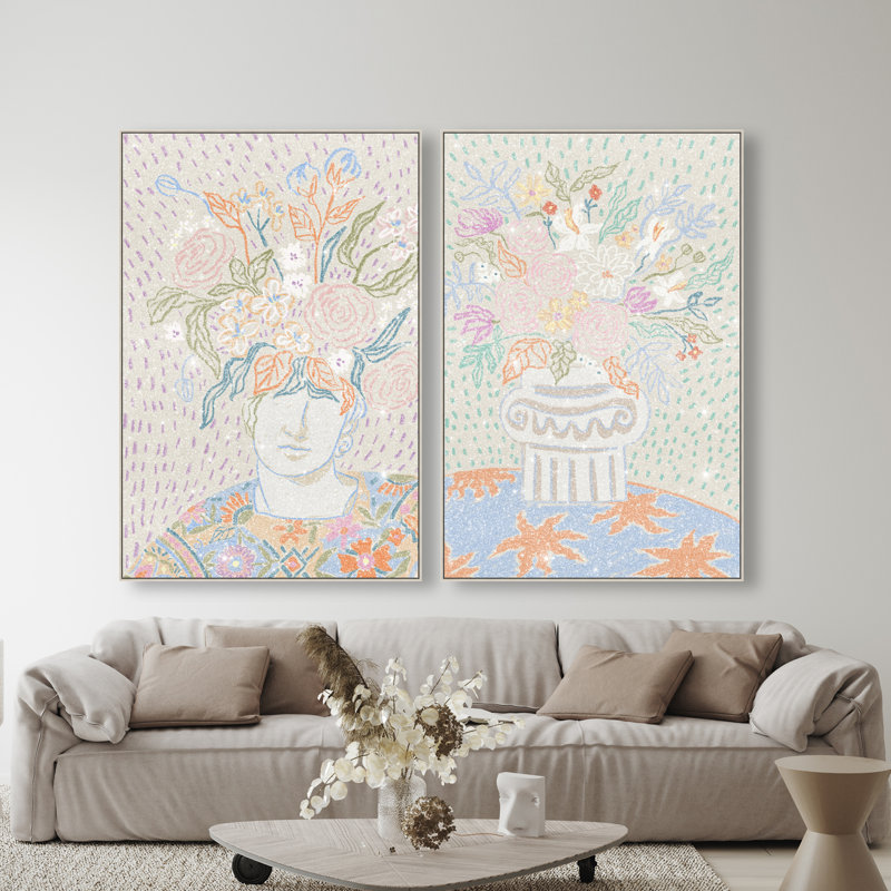 Summer Flourish Set Set by Oliver Gal, 92"H x 62"W, Silver Floater Frame