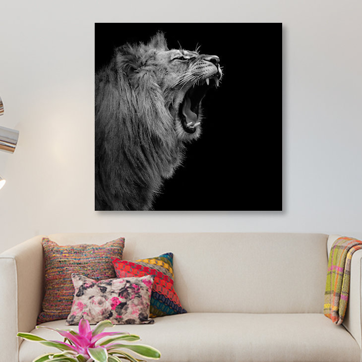«Lion I», reproduction de photo sur toile, H 26 po x l 26 po x P 1,5 po, Pas de tapis, Toile tendue
