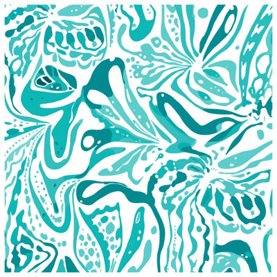 Édredon floral abstrait turquoise