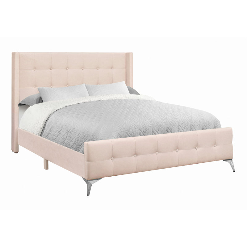 Lit, chambre à coucher, tapissier, velours, pieds en métal chromé