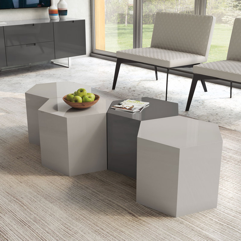 Centre Coffee Table, 14" H x 18" L x 18" W, Glossy Chateau Gray