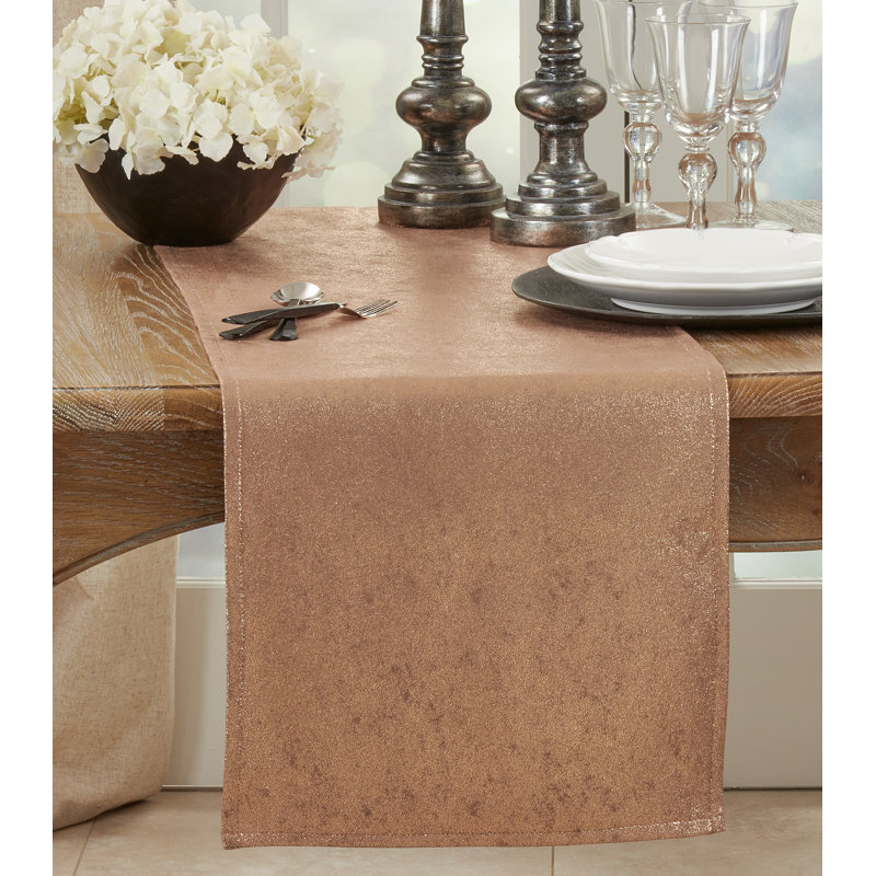 Alejandre Shimmering Evening Dinner Party Event Table Runner, Gold, 72" x 16"