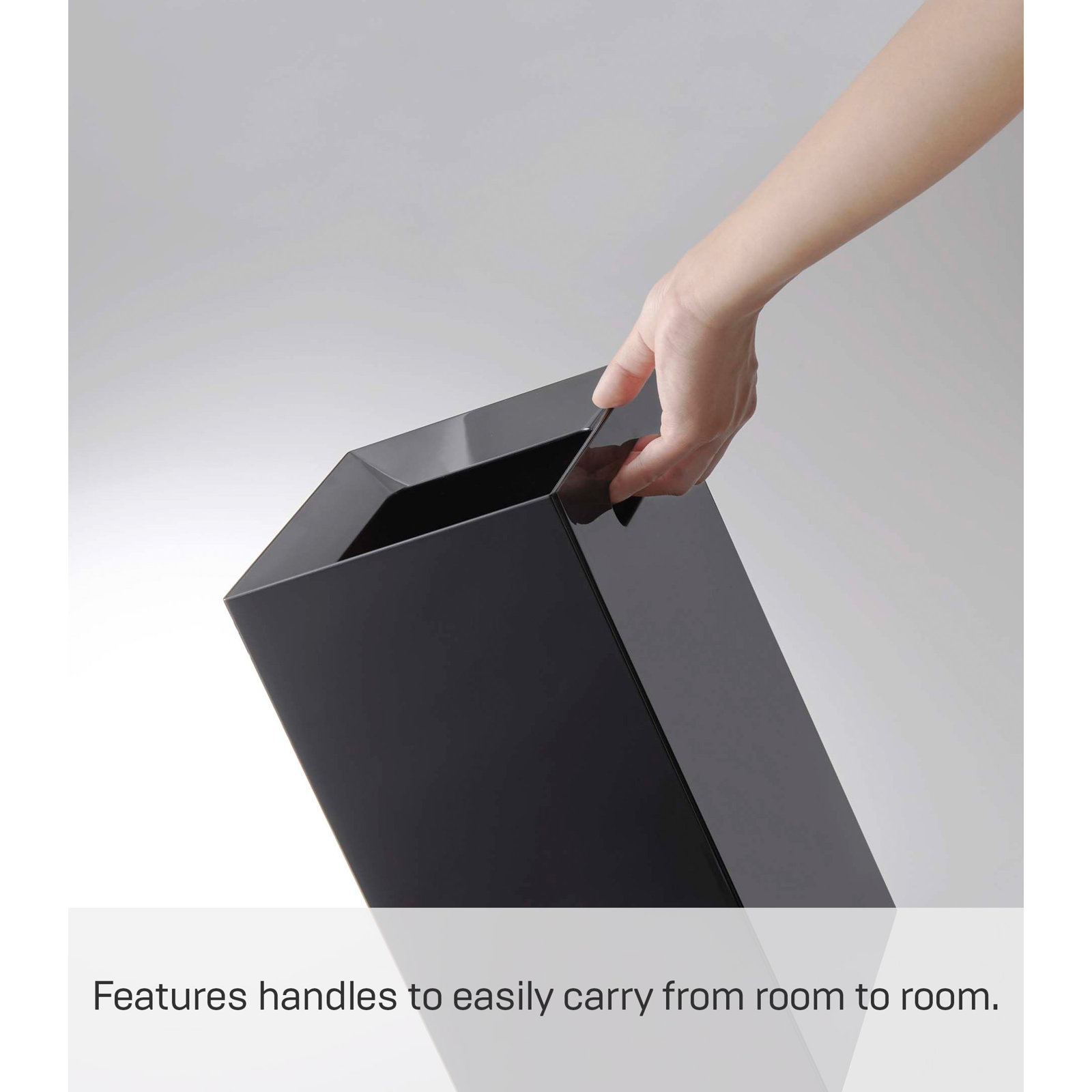 Yamazaki Home 2.37 Gallon Open Waste Basket, Black