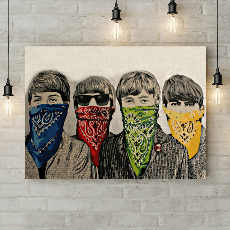 Banksy Beatles Bandanas by Banksy - Wrapped Canvas Print, 20.5cm H x 30.5cm W x 3.8cm D