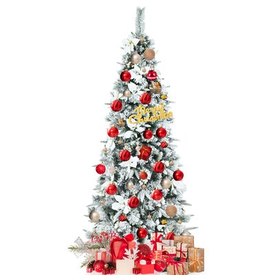 Topbuy 5ft Slim Pencil Tree Hinged Artificial Christmas Tree W/339 Branches Tips -  TOPB004822