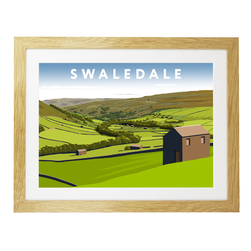 'Swaledale 2' by Richard O'Neil - Print, Oak Wood Frame, 33.5 cm H x 43.5 cm W x 2.2 cm D