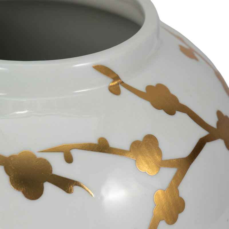 Grand pot en céramique avec couvercle Classic Classic Dorure Blossom pour la décoration intérieure