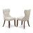 5 Piece Dinette Set for 4 Includes a Round Dining Room Table with Dropleaf and 4 Doeskin Linen Fabric Upholstered Parson Chairs, Mahogany-1935586476-1935586478