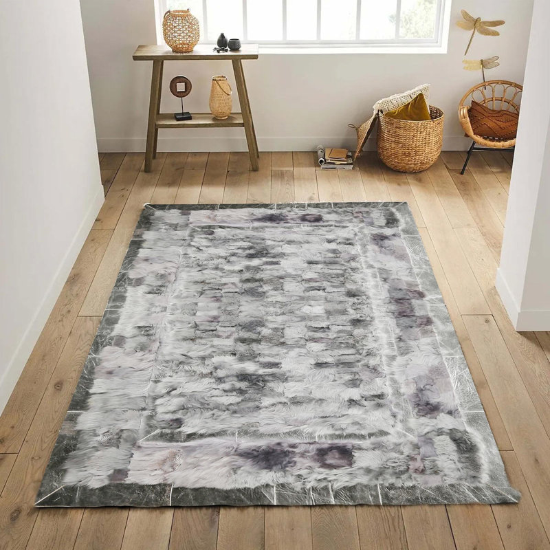 Light Grey Tuscan Rug Handmade Genuine Tuscan Leather Carpet