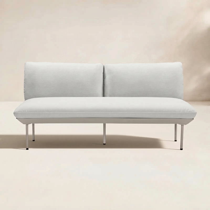 Alanson Zimmermann 65.5'' Wide Outdoor Loveseat with Cushions, Light Gray, Light Gray