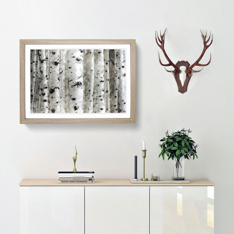 Silver Birch Tree Forest - Picture Frame Painting Print, 36cm H x 48cm W x 2cm D, Oak Framed