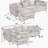 L Shaped Sectional Sofa , Convertible Storage Ottoman,Chenille ,Square Arm-11687848