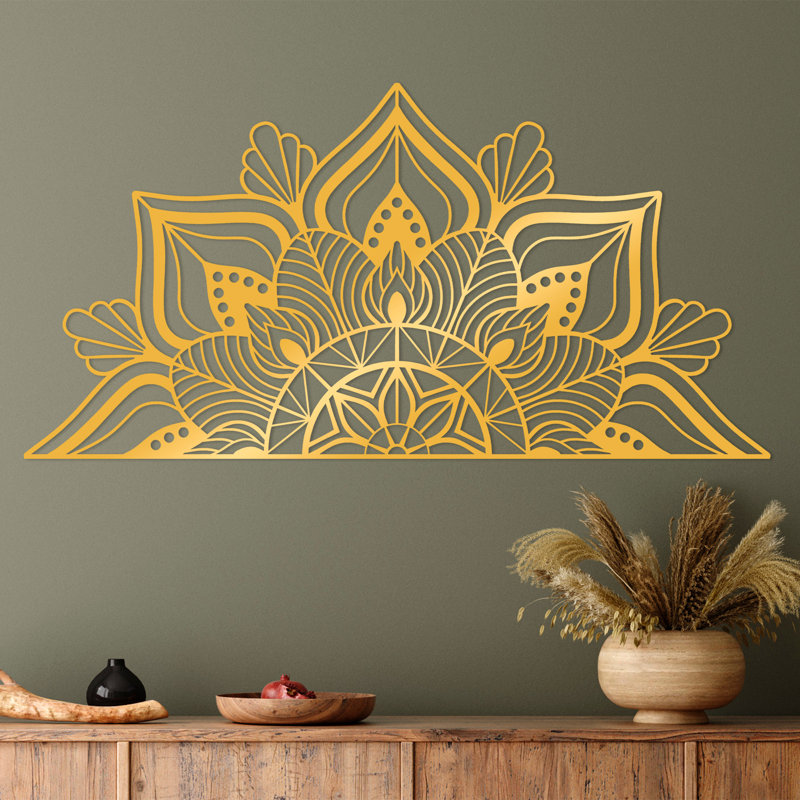 Décoration murale en métal, H 23 po x l 46 po x P 0,59 po, Or