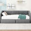 Lit de jour rembourré gris de taille simple TG à très grand lit avec 2 tiroirs - Lit chic et fonctionnel pour tous les tiroirs de la pièce, espace attrayant et confortable