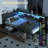 Twin Corner Bed Frame with Upholstered Headboard and LED Lights,Daybed with 2 Storage Drawers,Charging Station and Storage Bookcase-66733065-66733064