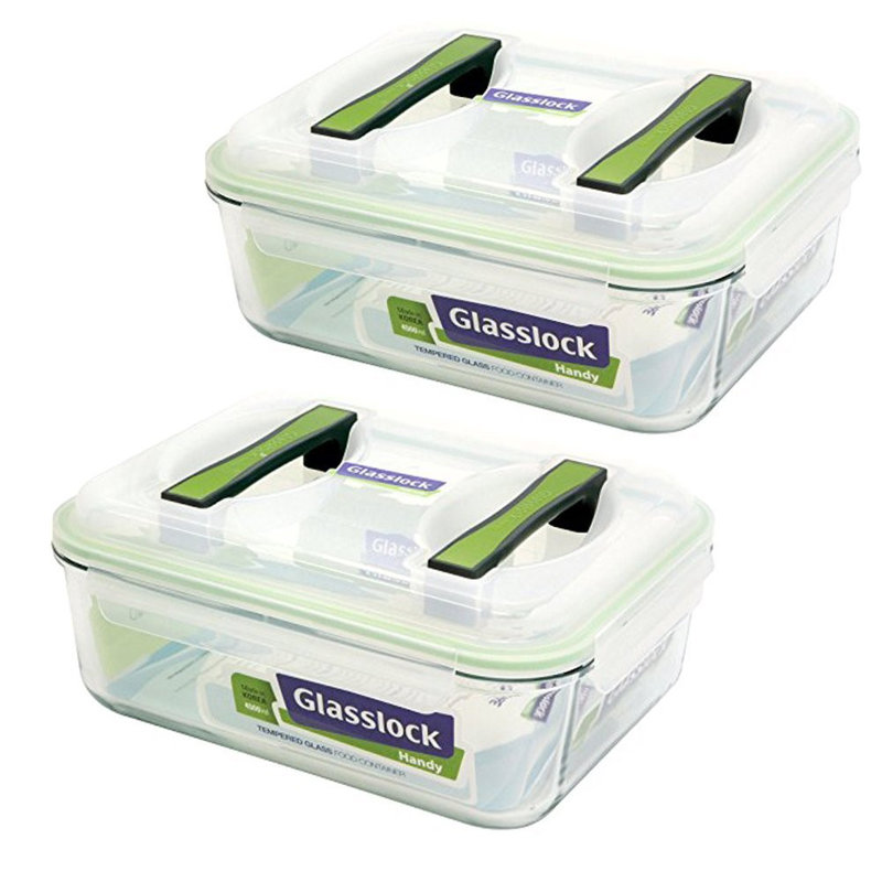 Glass Food Storage - Set of 2 Containers and 2 Lids