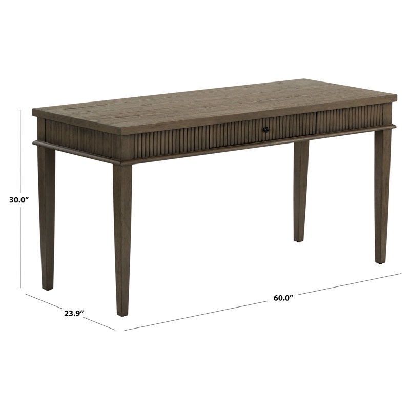 Shelbie 1 Drawer Reeded Desk, Dark Brown Oak