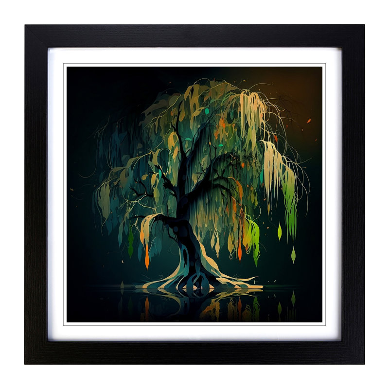 Weeping Willow Abstract Art - Framed Print, Black