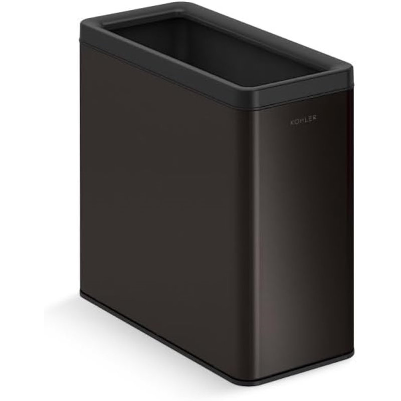12-Liter Black Stainless Steel Open-Top Trash Can