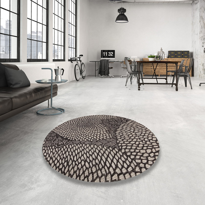 Tapis à motifs gris, Rond 6 pi