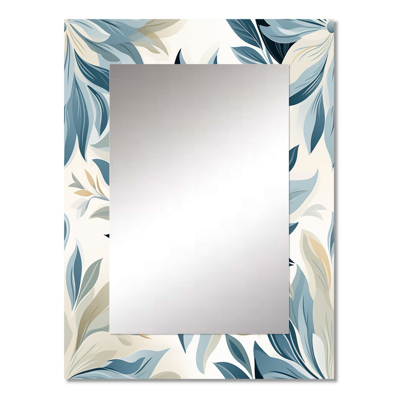 Amberlynn Tranquil Patterns - miroir mural décoratif floral, miroir de maison de campagne, impression d'art en métal
