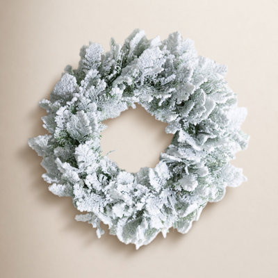 72" Artificial Snowy Cedar Christmas Garland, Green-White