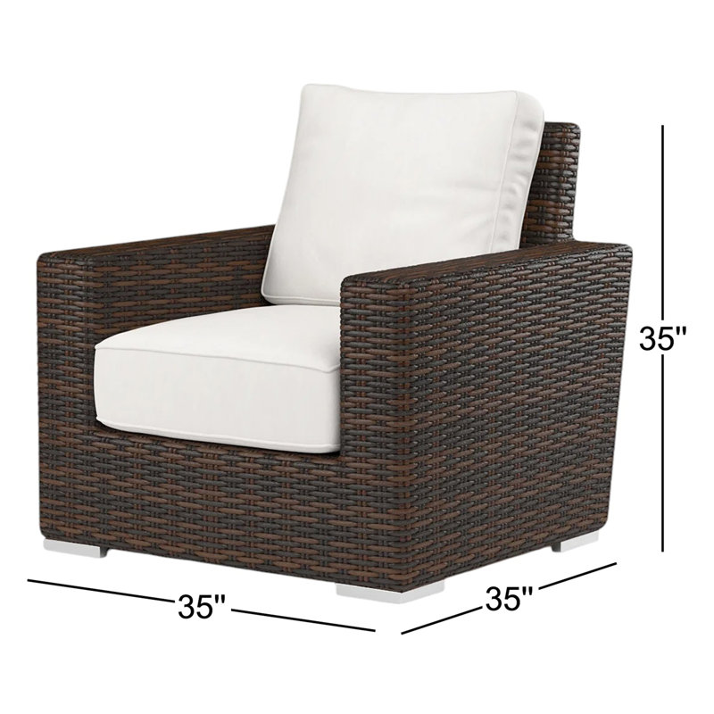 Chaise de patio avec coussin Sunbrella® Parris, Toile lin Sunbrella®, Brun
