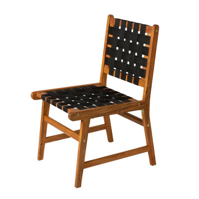Moyer Patio Sense Sava Armless Dining Side Chair ,All Weather Wicker, Low Slung - Black Webbing by Dovecove