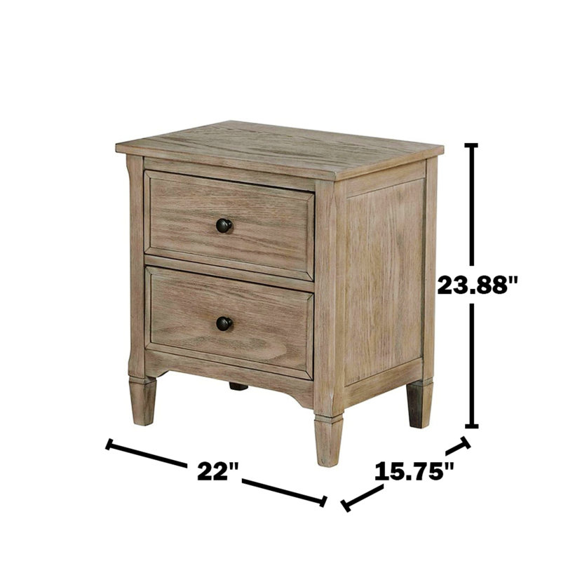 2-Drawer Nightstand With Round Pull Knobs