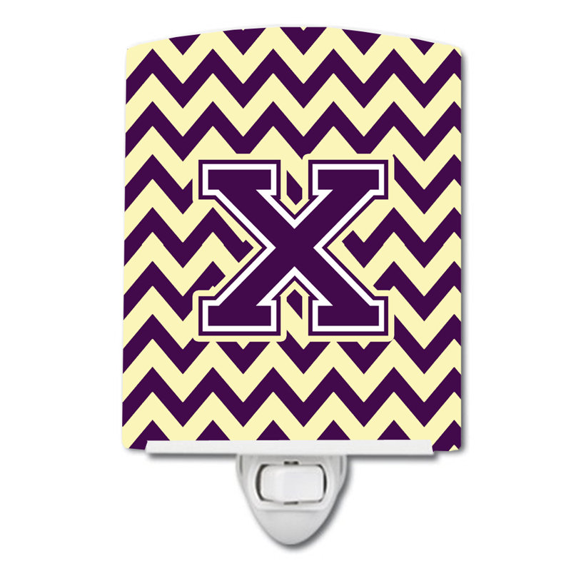 Chevron Ceramic Night Light, Purple Gold, X