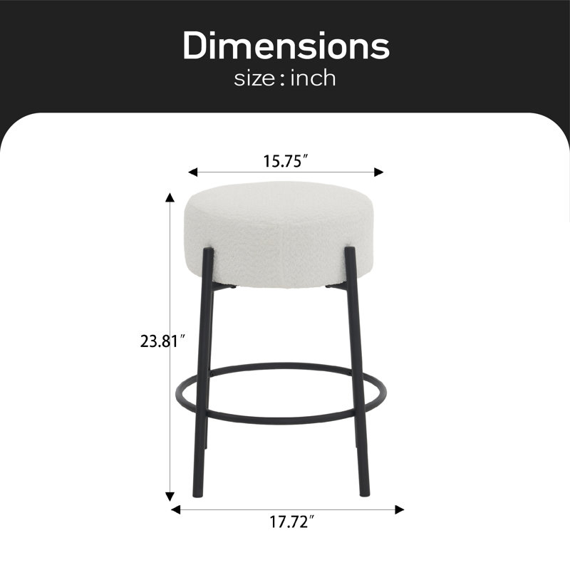 Tabouret de comptoir 23,81 po Gwyneira, Or, Blanc