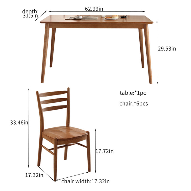 Simple solid wood ash wood solid dining table sets