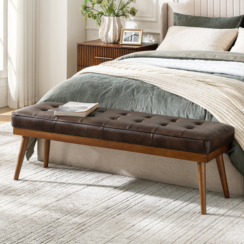 Bittoo Genuine Leather Bench, Chocolate