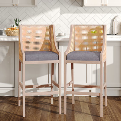 Albena Yes Upholstered Bar Stool with Solid Wood Frame