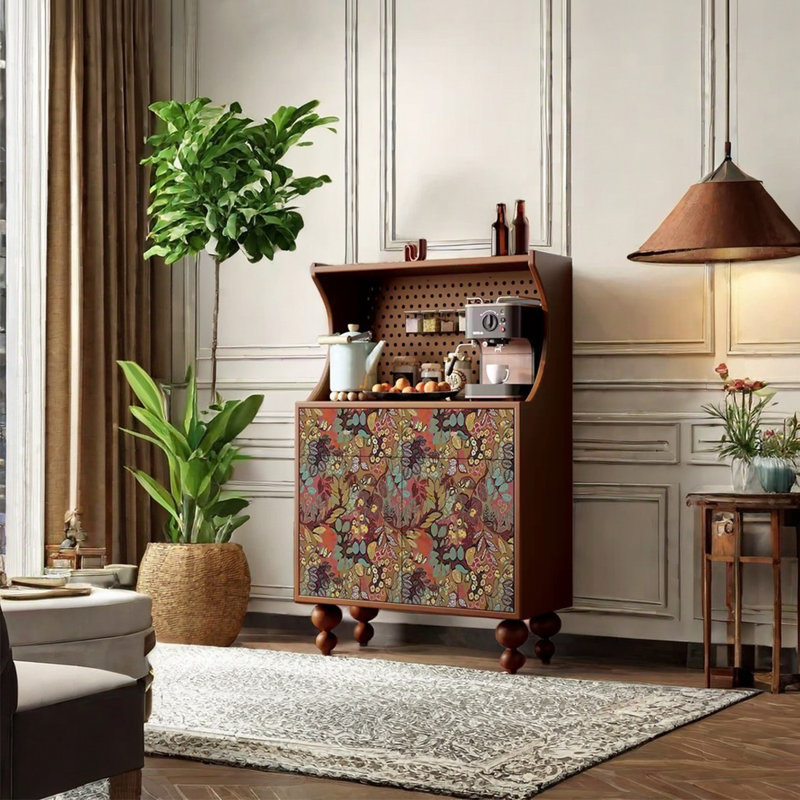 Modern pattern high capacity accent cabinet, Nut-Brown
