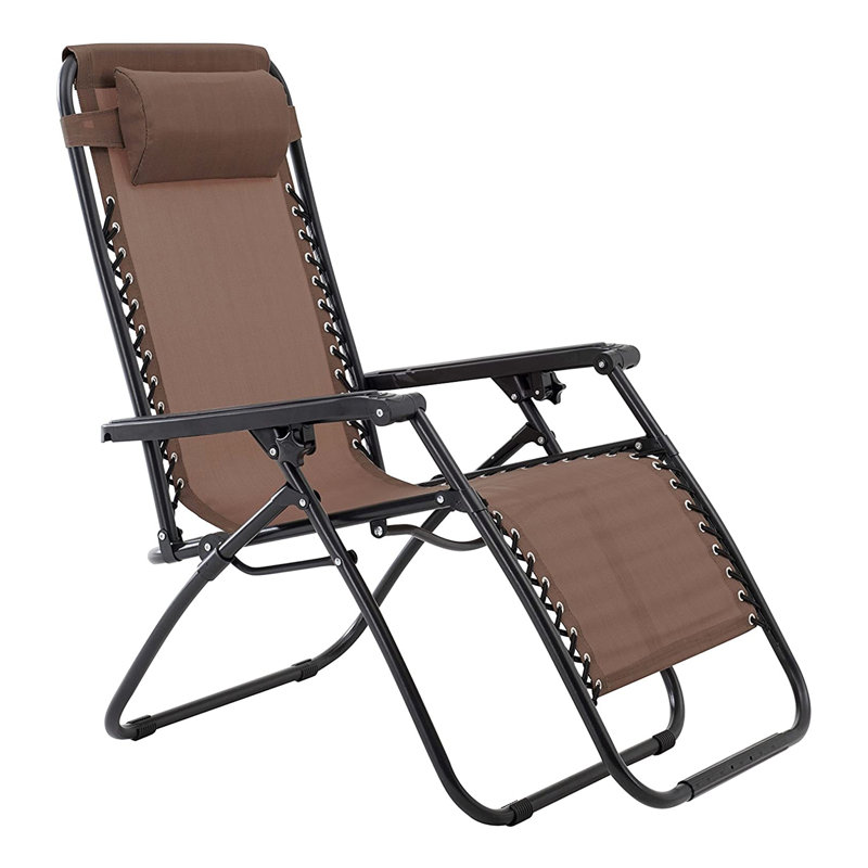 Chaise inclinable zéro gravité avec coussin, Brun