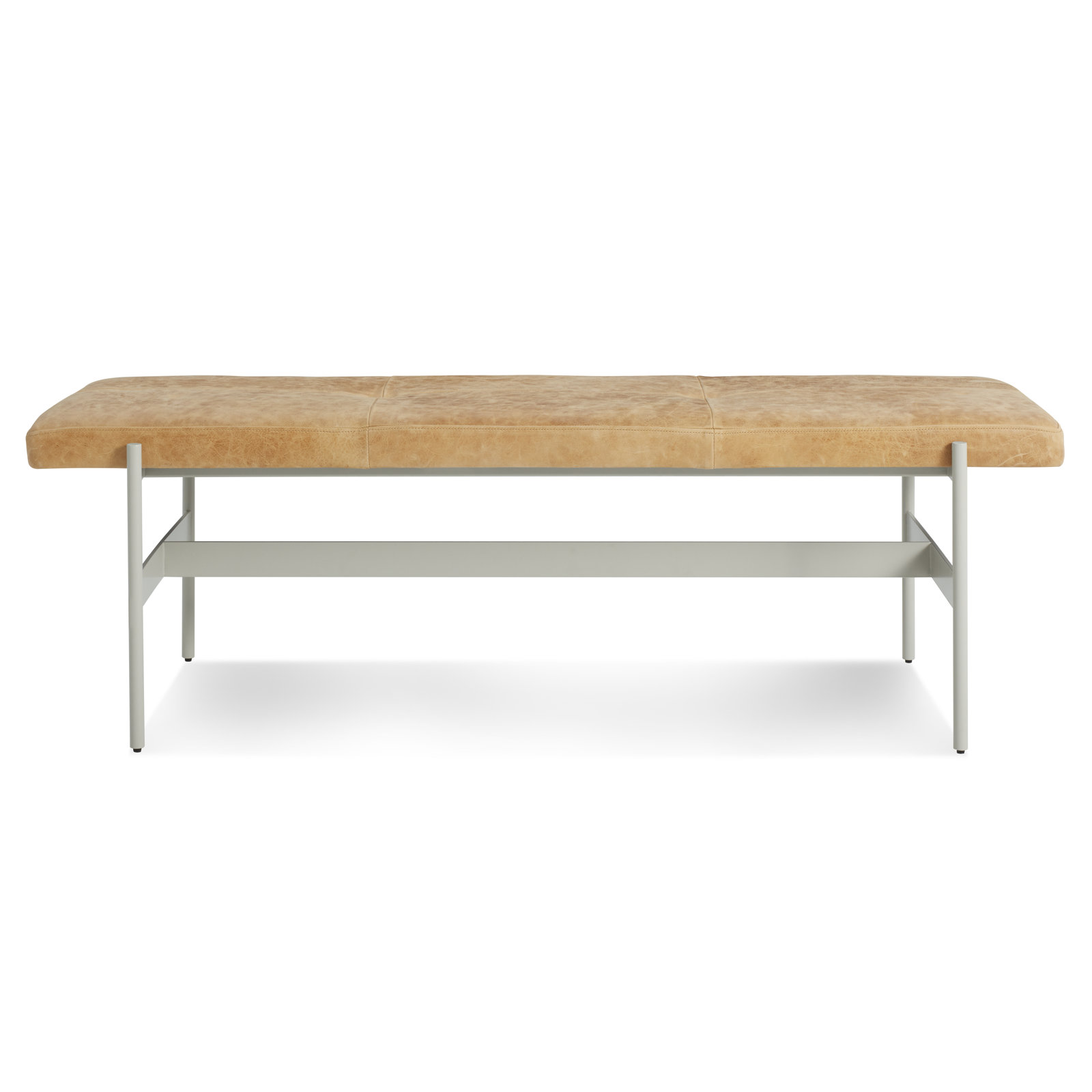 Daybench Genuine Leather Bench, Putty, Camel Genuine Leather, 17" H x 55" W x 14" D