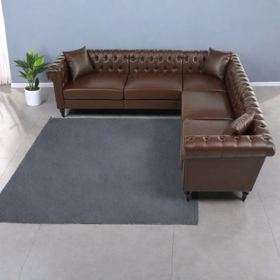 Canapés chesterfield modernes en cuir synthétique 5 places pour le salon