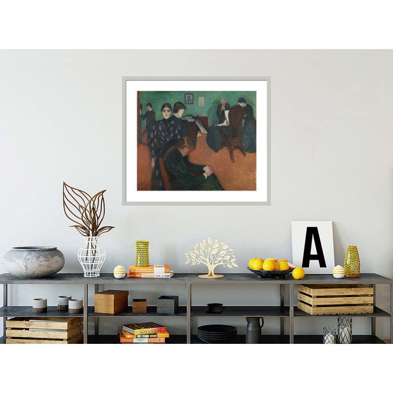 «La mort dans la chambre de la santé» par Edvard Munch - impression giclée encadrée, 33.5" H x 38.58" W