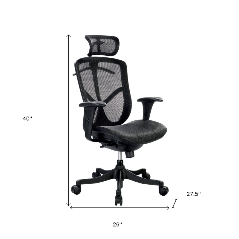 Fauteuil de direction noir pivotant réglable, H 40 po x l 26 po x P 27,5 po