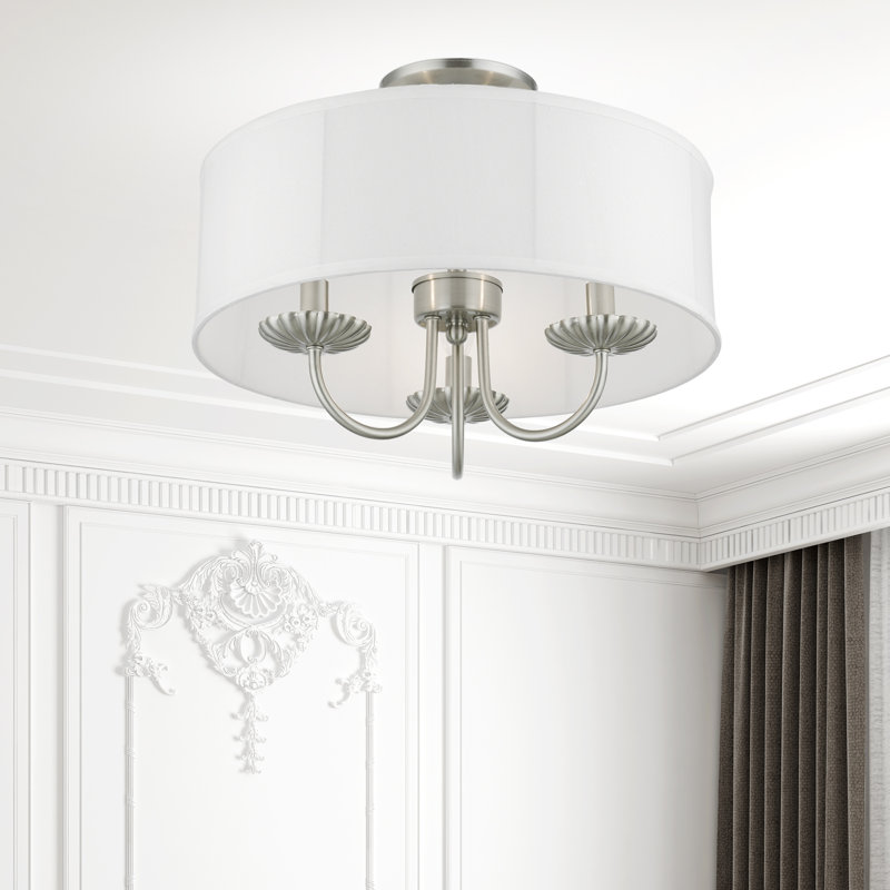 Plafonnier semi-encastré 3 lumières Lampert, Nickel brossé