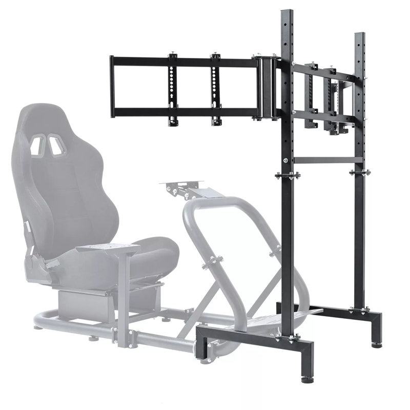 Inbox Zero Triple Monitor Mount Stand For Round Tube Racing Simulator Cockpit