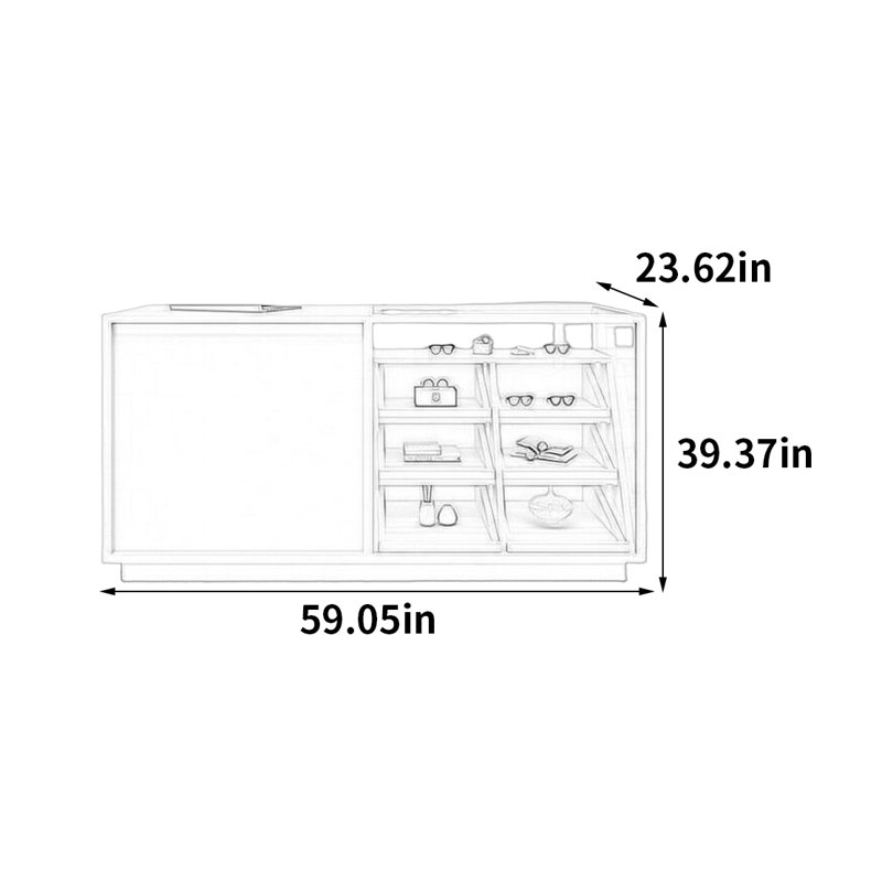 Vitrine Minimalist Atmosphere, H 39,37 po x l 59,05 po x P 23,62 po