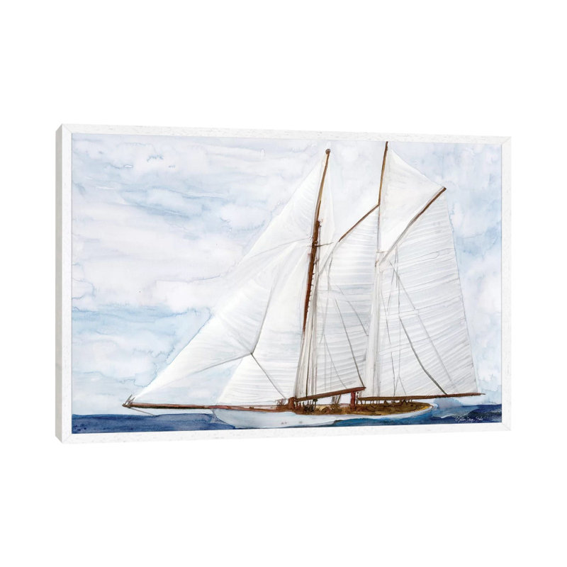 Sailing - Print on Canvas, White Floater Framed, 45.72cm H x 66.04cm W x 3.81cm D
